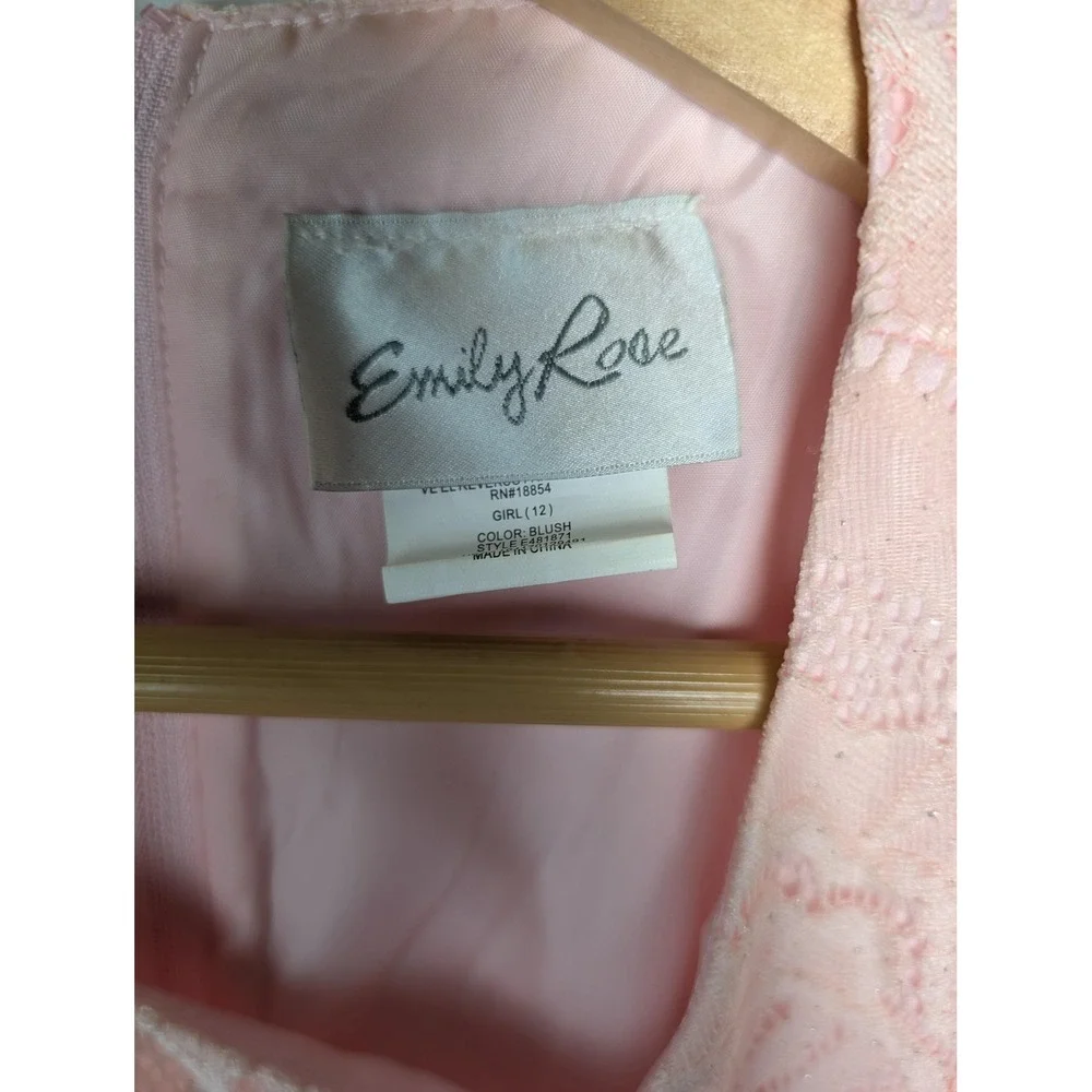 Emily Rose Dress Girls 12 Pink Lace Sleeveless‎ Flare Rhinestone Party Wedding